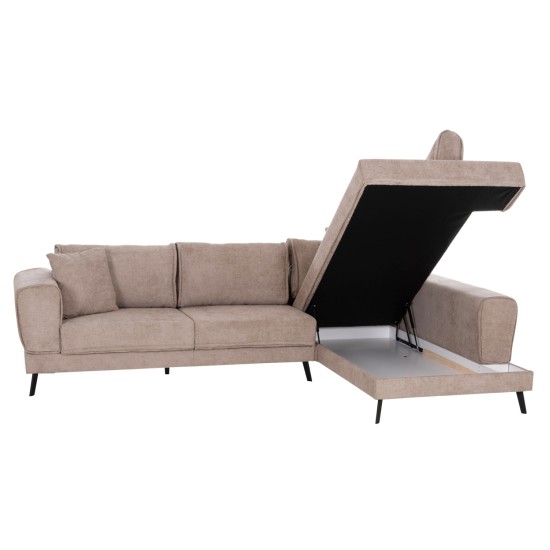 ΚΑΝΑΠΕΣ ΚΡΕΒΑΤΙ ΔΕΞΙΑ ΓΩΝΙΑ ZENORA HM3337.03R ΜΠΕΖ ΥΦΑΣΜΑ 303x214x80Υεκ