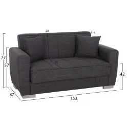 ΚΑΝΑΠΕΣ ΚΡΕΒΑΤΙ POLYA ΔΙΘΕΣΙΟΣ ΓΚΡΙ HM3241.03 153x87x77Υεκ.