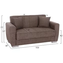 ΚΑΝΑΠΕΣ ΚΡΕΒΑΤΙ POLYA ΔΙΘΕΣΙΟΣ ΚΑΦΕ HM3241.02 153x87x77 εκ.