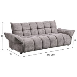 ΚΑΝΑΠΕΣ ΚΡΕΒΑΤΙ MELU HM3314.01 ΓΚΡΙ ΥΦΑΣΜΑ--ΚΑΘΙΣΜΑ POCKET SPRINGS 240-250x90x85Υεκ.