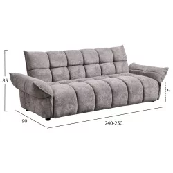 ΚΑΝΑΠΕΣ ΚΡΕΒΑΤΙ MELU HM3314.01 ΓΚΡΙ ΥΦΑΣΜΑ--ΚΑΘΙΣΜΑ POCKET SPRINGS 240-250x90x85Υεκ.