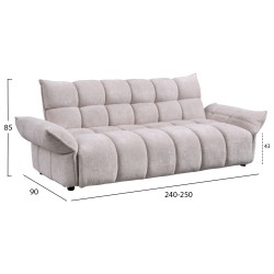 ΚΑΝΑΠΕΣ ΚΡΕΒΑΤΙ MELU HM3314.02 ΜΠΕΖ ΥΦΑΣΜΑ--ΚΑΘΙΣΜΑ POCKET SPRINGS 240-250x90x85Υεκ.