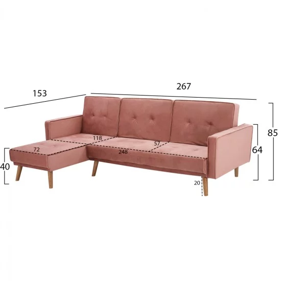 ΚΑΝΑΠΕΣ ΚΡΕΒΑΤΙ ΓΩΝΙΑ ΑΝΑΣΤΡΕΨΙΜΗ TALIA HM3153.02 ΒΕΛΟΥΔΟ ΣΑΠΙΟ ΜΗΛΟ 267x153x85 εκ ΚΑΝΑΠΕΣ ΚΡΕΒΑΤΙ ΓΩΝΙΑ ΑΝΑΣΤΡΕΨΙΜΗ TALIA HM3153.02 ΒΕΛΟΥΔΟ ΣΑΠΙΟ ΜΗΛΟ 267x153x85 εκ