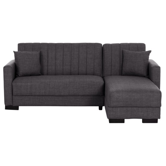 ΚΑΝΑΠΕΣ ΚΡΕΒΑΤΙ GHUFRAN ΓΩΝΙΑ ΑΝΑΣΤΡΕΨΙΜΗ ΓΚΡΙ ΜΕ ΑΠΟΘΗΚΕΤΙΚΟ ΧΩΡΟ HM3244.03 202x140x78Yεκ.