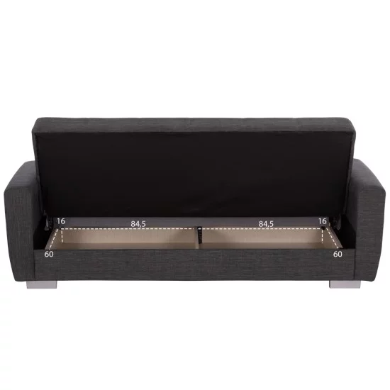 ΚΑΝΑΠΕΣ ΚΡΕΒΑΤΙ POLYA ΤΡΙΘΕΣΙΟΣ HM3240.03 ΓΚΡΙ 215x85x76Υ εκ.