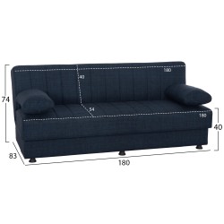 ΚΑΝΑΠΕΣ ΚΡΕΒΑΤΙ ANDRI ΤΡΙΘΕΣΙΟΣ ΜΠΛΕ HM3239.07 180x83x74Y εκ.