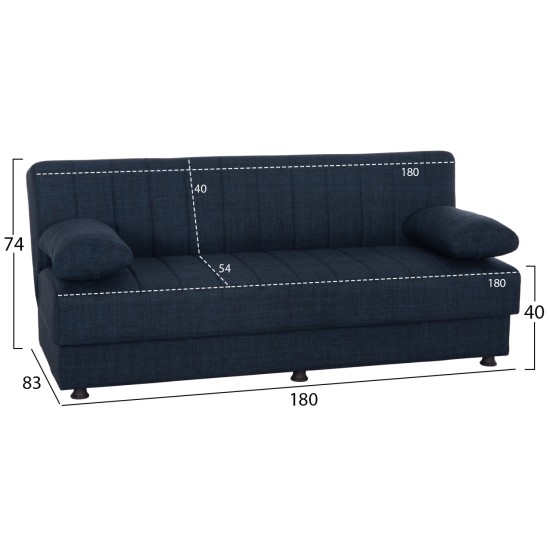 ΚΑΝΑΠΕΣ ΚΡΕΒΑΤΙ ANDRI ΤΡΙΘΕΣΙΟΣ ΜΠΛΕ HM3239.07 180x83x74Y εκ.