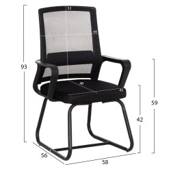 ΚΑΡΕΚΛΑ ΕΠΙΣΚΕΠΤΗ CASTER HM1228.01 PP--MESH--ΜΕΤΑΛΛΟ ΜΑΥΡΟ 46x52x94Υεκ