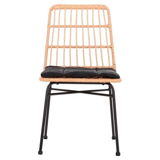 ΚΑΡΕΚΛΑ ALLEGRA HM5705.11 ΜΑΥΡΗ ΜΕΤΑΛΛΙΚΗ ΜΕ ΜΑΞΙΛΑΡΙ-WICKER ΜΠΕΖ 46,5x50x85Υεκ.