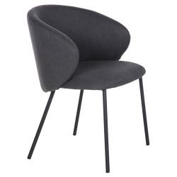 ΚΑΡΕΚΛΑ ISIAH HM9615.01 ΓΚΡΙ ΥΦΑΣΜΑ-ΜΑΥΡΑ ΜΕΤΑΛΛΙΚΑ ΠΟΔΙΑ 56x56x76Υ εκ.