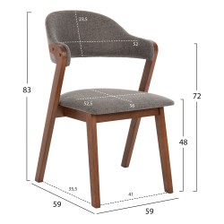 ΚΑΡΕΚΛΑ RIDER HM9734.01 RUBBERWOOD ΣΕ ΚΑΡΥΔΙ-ΥΦΑΣΜΑ ΓΚΡΙ 59x59x83Yεκ. ΚΑΡΕΚΛΑ RIDER HM9734.01 RUBBERWOOD ΣΕ ΚΑΡΥΔΙ-ΥΦΑΣΜΑ ΓΚΡΙ 59x59x83Yεκ.