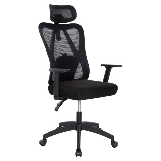 ΚΑΡΕΚΛΑ ΓΡΑΦΕΙΟΥ MEXER HM1195.01 ΜΑΥΡΟ MESH-PP ΒΑΣΗ 68x70x136Υεκ.