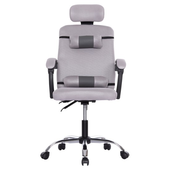 ΚΑΡΕΚΛΑ ΓΡΑΦΕΙΟΥ CRONER HM1196.02 ΓΚΡΙ MESH-ΜΕΤΑΛ.ΒΑΣΗ 58x67x124Υεκ.