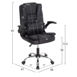 ΚΑΡΕΚΛΑ ΓΡΑΦΕΙΟΥ CANAN HM1201 ΜΑΥΡO PVC-ΒΑΣΗ ΧΡΩΜΙΟΥ 66x61x105Υεκ.