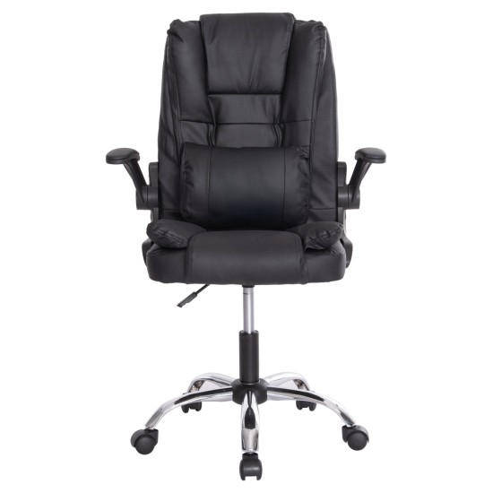 ΚΑΡΕΚΛΑ ΓΡΑΦΕΙΟΥ CANAN HM1201 ΜΑΥΡO PVC-ΜΑΥΡΟ NYLON-ΒΑΣΗ ΧΡΩΜΙΟΥ 66x61x105Υεκ.