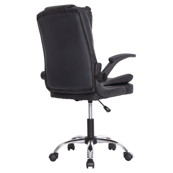 ΚΑΡΕΚΛΑ ΓΡΑΦΕΙΟΥ CANAN HM1201 ΜΑΥΡO PVC-ΜΑΥΡΟ NYLON-ΒΑΣΗ ΧΡΩΜΙΟΥ 66x61x105Υεκ.