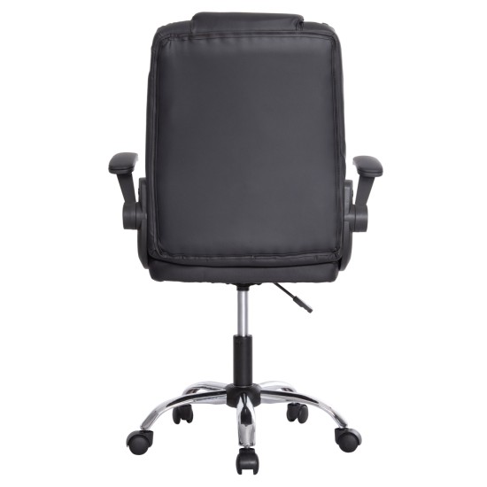 ΚΑΡΕΚΛΑ ΓΡΑΦΕΙΟΥ CANAN HM1201 ΜΑΥΡO PVC-ΜΑΥΡΟ NYLON-ΒΑΣΗ ΧΡΩΜΙΟΥ 66x61x105Υεκ.