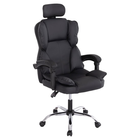 ΚΑΡΕΚΛΑ ΓΡΑΦΕΙΟΥ OCTAVIUS HM1202 ΜΑΥΡΟ PVC & NYLON-ΜΕΤΑΛ.ΧΡΩΜΙΟ ΒΑΣΗ 63x73x129Υεκ
