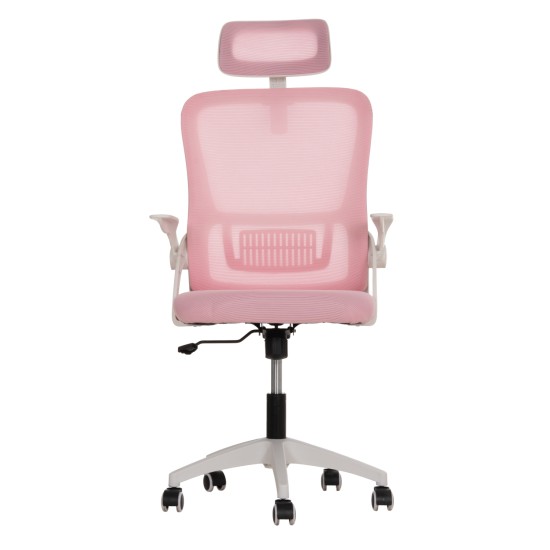 ΚΑΡΕΚΛΑ ΓΡΑΦΕΙΟΥ BLAZER HM1205.04 ΡΟΖ MESH-ΛΕΥΚΟΣ ΣΚΕΛΕΤΟΣ NYLON 60,5x47x85,5Υεκ.