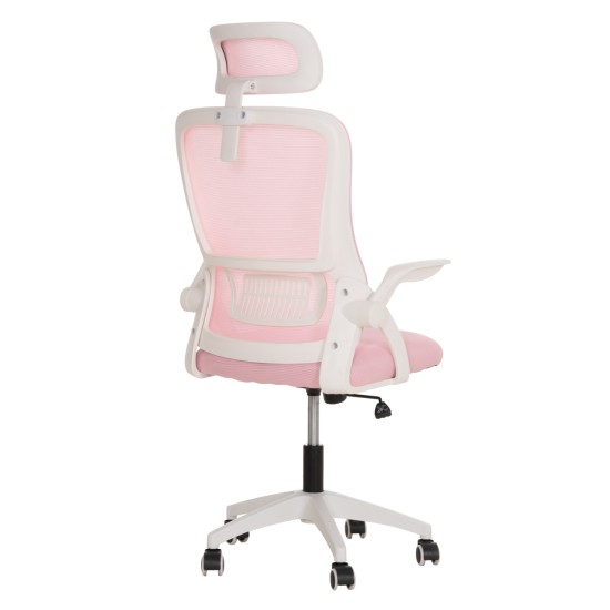 ΚΑΡΕΚΛΑ ΓΡΑΦΕΙΟΥ BLAZER HM1205.04 ΡΟΖ MESH-ΛΕΥΚΟΣ ΣΚΕΛΕΤΟΣ NYLON 60,5x47x85,5Υεκ.