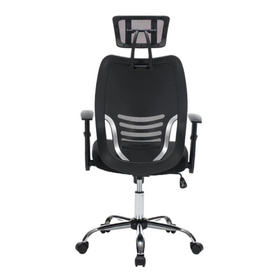 ΚΑΡΕΚΛΑ ΓΡΑΦΕΙΟΥ BRIEF HM1206.01 ΜΑΥΡΟ MESH--ΒΑΣΗ ΧΡΩΜΙΟΥ 63x64x122Υεκ.