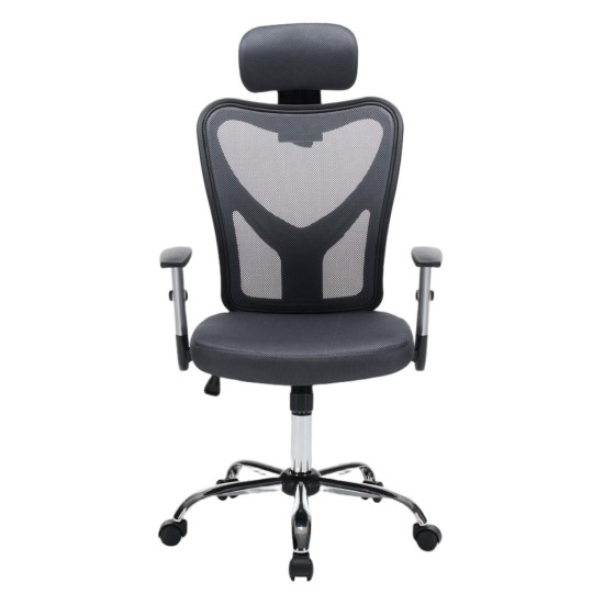 ΚΑΡΕΚΛΑ ΓΡΑΦΕΙΟΥ CUORE HM1207.02 ΜΑΥΡΟΣ ΣΚΕΛΕΤΟΣ-ΓΚΡΙ MESH 63x61x125Υεκ