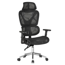 ΚΑΡΕΚΛΑ ΓΡΑΦΕΙΟΥ NOVAR HM1217.01 ΜΑΥΡO MESH--ΒΑΣΗ ΧΡΩΜΙΟΥ 51x49x129Υεκ