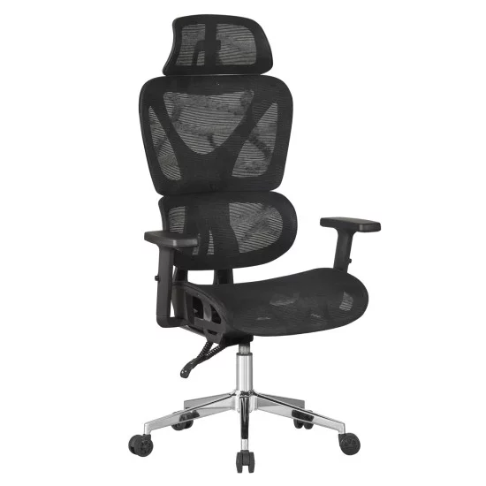 ΚΑΡΕΚΛΑ ΓΡΑΦΕΙΟΥ NOVAR HM1217.01 ΜΑΥΡO MESH--ΒΑΣΗ ΧΡΩΜΙΟΥ 51x49x129Υεκ