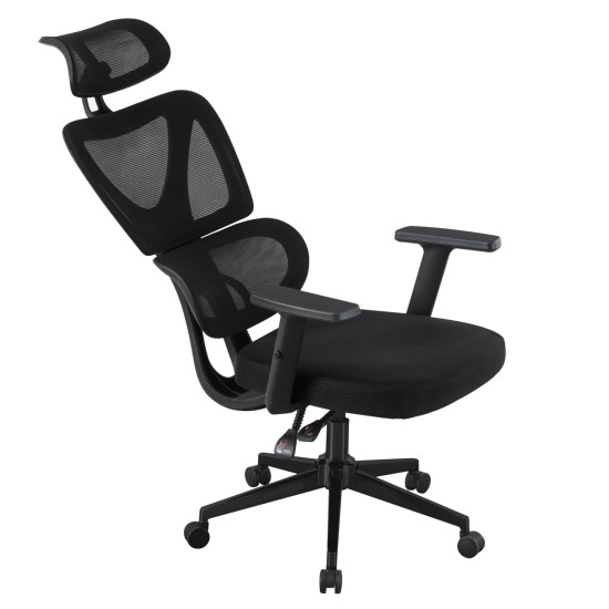 ΚΑΡΕΚΛΑ ΓΡΑΦΕΙΟΥ NOVAR HM1218.01 ΜΑΥΡO MESH--ΒΑΣΗ PP 51x49x121-129Υεκ