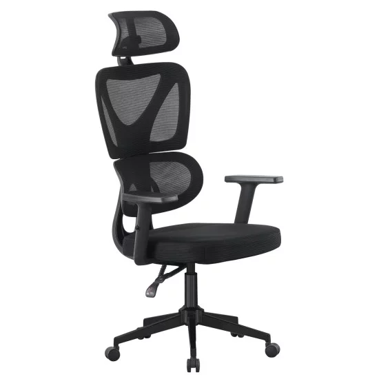 ΚΑΡΕΚΛΑ ΓΡΑΦΕΙΟΥ NOVAR HM1218.01 ΜΑΥΡO MESH--ΒΑΣΗ PP 51x49x121-129Υεκ