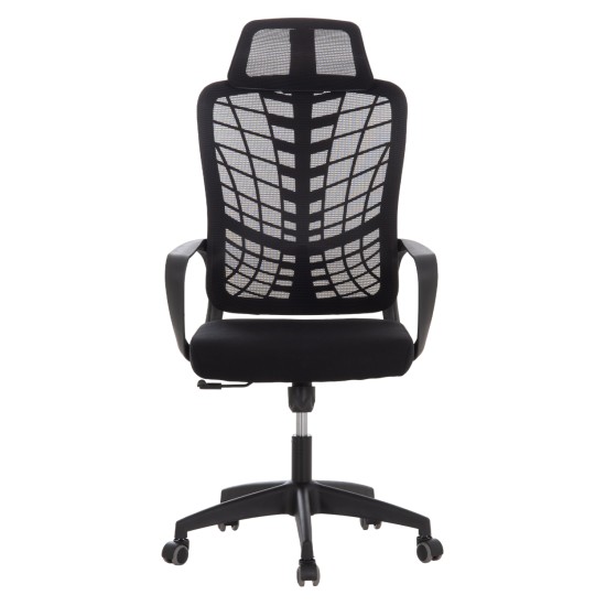 ΚΑΡΕΚΛΑ ΓΡΑΦΕΙΟΥ ELVAR HM1219.01 ΜΑΥΡO MESH--ΒΑΣΗ ΠΟΛΥΠΡΟΠΥΛΕΝΙΟΥ 63x56x125Υεκ