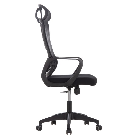 ΚΑΡΕΚΛΑ ΓΡΑΦΕΙΟΥ ELVAR HM1219.01 ΜΑΥΡO MESH--ΒΑΣΗ ΠΟΛΥΠΡΟΠΥΛΕΝΙΟΥ 63x56x125Υεκ