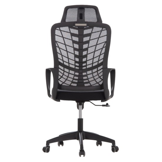 ΚΑΡΕΚΛΑ ΓΡΑΦΕΙΟΥ ELVAR HM1219.01 ΜΑΥΡO MESH--ΒΑΣΗ ΠΟΛΥΠΡΟΠΥΛΕΝΙΟΥ 63x56x125Υεκ