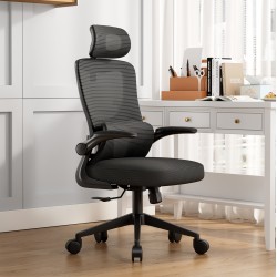 ΚΑΡΕΚΛΑ ΓΡΑΦΕΙΟΥ KESI HM1222.01 ΜΑΥΡO MESH & PP 52x50x122Υεκ.