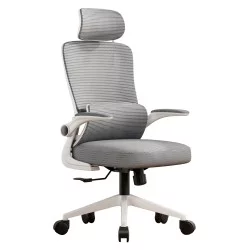 ΚΑΡΕΚΛΑ ΓΡΑΦΕΙΟΥ KESI HM1222.02 ΑΝΟΙΧΤΟ ΓΚΡΙ MESH--ΛΕΥΚΟ PP 52x50x122Υεκ.