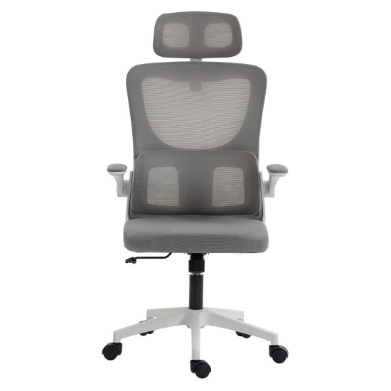 ΚΑΡΕΚΛΑ ΓΡΑΦΕΙΟΥ KESI HM1222.02 ΑΝΟΙΧΤΟ ΓΚΡΙ MESH--ΛΕΥΚΟ PP 52x50x122Υεκ.