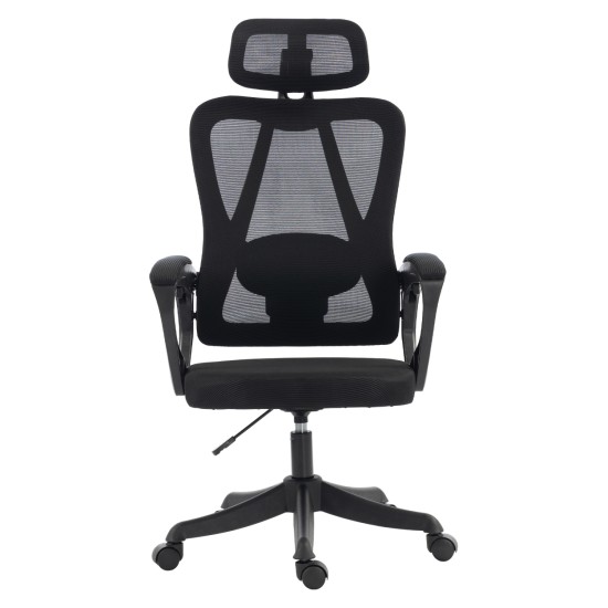 ΚΑΡΕΚΛΑ ΓΡΑΦΕΙΟΥ FRANTIC HM1224.01 ΜΑΥΡO MESH & ΠΟΛΥΠΡΟΠΥΛΕΝΙΟ 60x66x130Υεκ