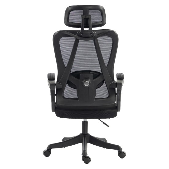 ΚΑΡΕΚΛΑ ΓΡΑΦΕΙΟΥ FRANTIC HM1224.01 ΜΑΥΡO MESH & ΠΟΛΥΠΡΟΠΥΛΕΝΙΟ 60x66x130Υεκ