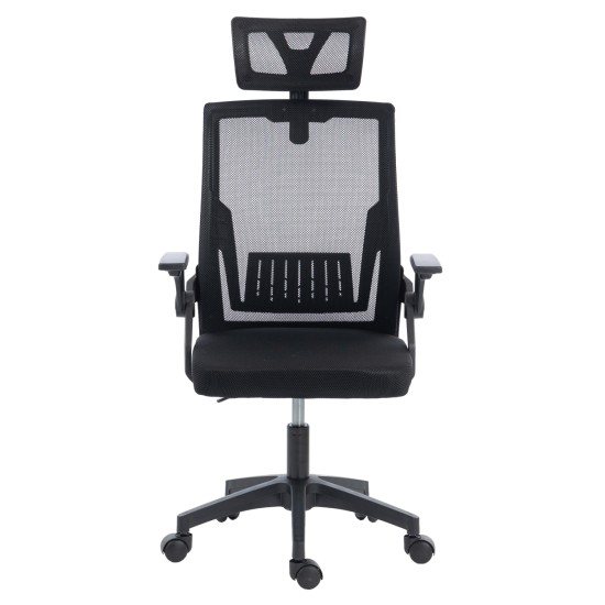 ΚΑΡΕΚΛΑ ΓΡΑΦΕΙΟΥ MATRON HM1226.01 ΜΑΥΡO PP & MESH ΥΦΑΣΜΑ 47x47x128Υεκ