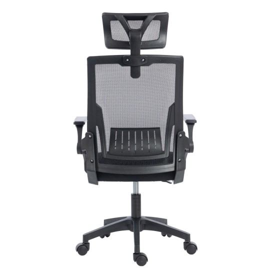 ΚΑΡΕΚΛΑ ΓΡΑΦΕΙΟΥ MATRON HM1226.01 ΜΑΥΡO PP & MESH ΥΦΑΣΜΑ 47x47x128Υεκ