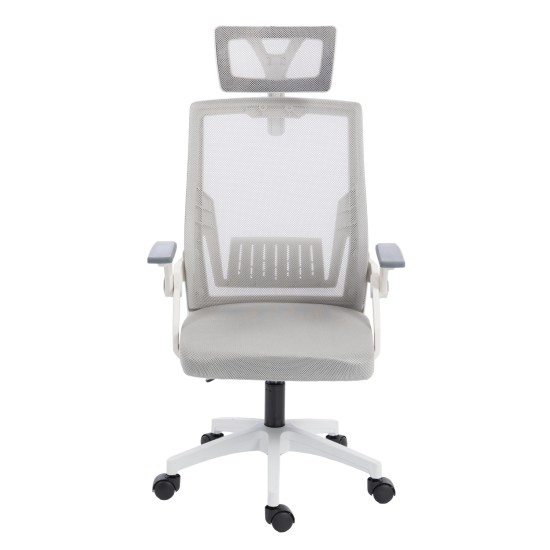 ΚΑΡΕΚΛΑ ΓΡΑΦΕΙΟΥ MATRON HM1226.02 ΛΕΥΚΟ PP--ΑΝΟΙΧΤΟ ΓΚΡΙ MESH 47x47x128Υεκ