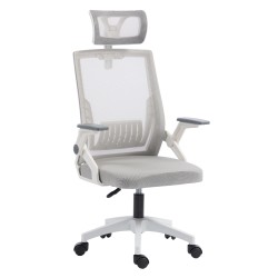 ΚΑΡΕΚΛΑ ΓΡΑΦΕΙΟΥ MATRON HM1226.02 ΛΕΥΚΟ PP--ΑΝΟΙΧΤΟ ΓΚΡΙ MESH 59x55x115Υεκ