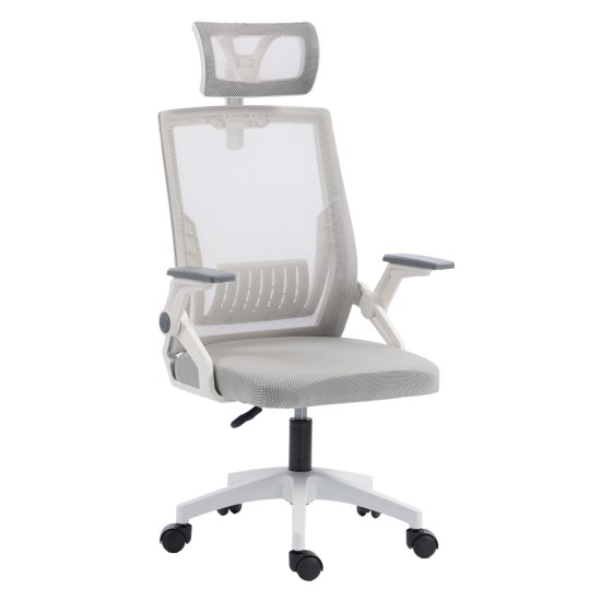 ΚΑΡΕΚΛΑ ΓΡΑΦΕΙΟΥ MATRON HM1226.02 ΛΕΥΚΟ PP--ΑΝΟΙΧΤΟ ΓΚΡΙ MESH 47x47x128Υεκ