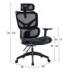 ΚΑΡΕΚΛΑ ΓΡΑΦΕΙΟΥ APEX HM1227.01 ΜΑΥΡO MESH & PP 68x68x120-130Υεκ