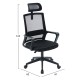 ΚΑΡΕΚΛΑ ΓΡΑΦΕΙΟΥ VELOCITY HM1229.01 ΜΑΥΡO MESH & PP 61x62x123Υεκ