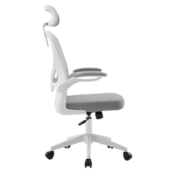 ΚΑΡΕΚΛΑ ΓΡΑΦΕΙΟΥ FLOATER HM1230.02 ΛΕΥΚΟ PP--ΑΝΟΙΧΤΟ ΓΚΡΙ MESH 62x62x106-116Υεκ