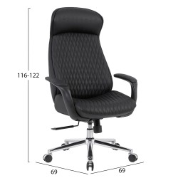 ΚΑΡΕΚΛΑ ΓΡΑΦΕΙΟΥ VELUM HM1233.01 ΜΑΥΡΟ PU--ΒΑΣΗ ΧΡΩΜΙΟΥ 71x69x116-122Υεκ.