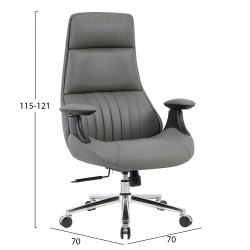 ΚΑΡΕΚΛΑ ΓΡΑΦΕΙΟΥ HM1234.10 ΓΚΡΙ PU--ΒΑΣΗ ΧΡΩΜΙΟΥ 73x70x115-121Υεκ.