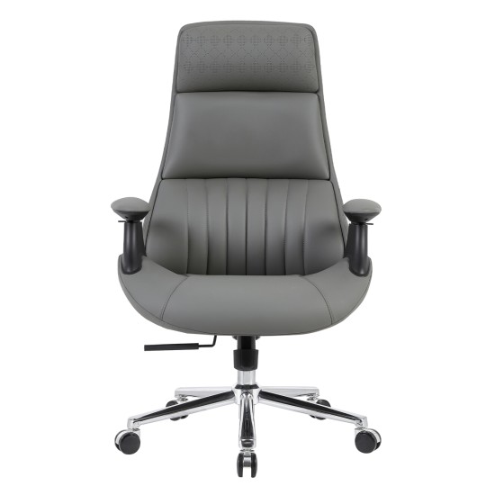 ΚΑΡΕΚΛΑ ΓΡΑΦΕΙΟΥ HM1234.10 ΓΚΡΙ PU--ΒΑΣΗ ΧΡΩΜΙΟΥ 73x70x115-121Υεκ.