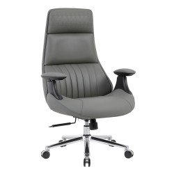 ΚΑΡΕΚΛΑ ΓΡΑΦΕΙΟΥ HM1234.10 ΓΚΡΙ PU--ΒΑΣΗ ΧΡΩΜΙΟΥ 73x70x115-121Υεκ.